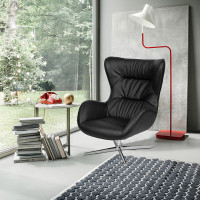 Flash Furniture ZB-WING-BK-LEA-GG Black LeatherSoft Swivel Wing Chair